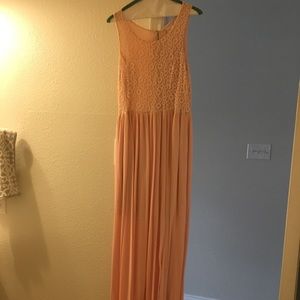 Floor length pink dress